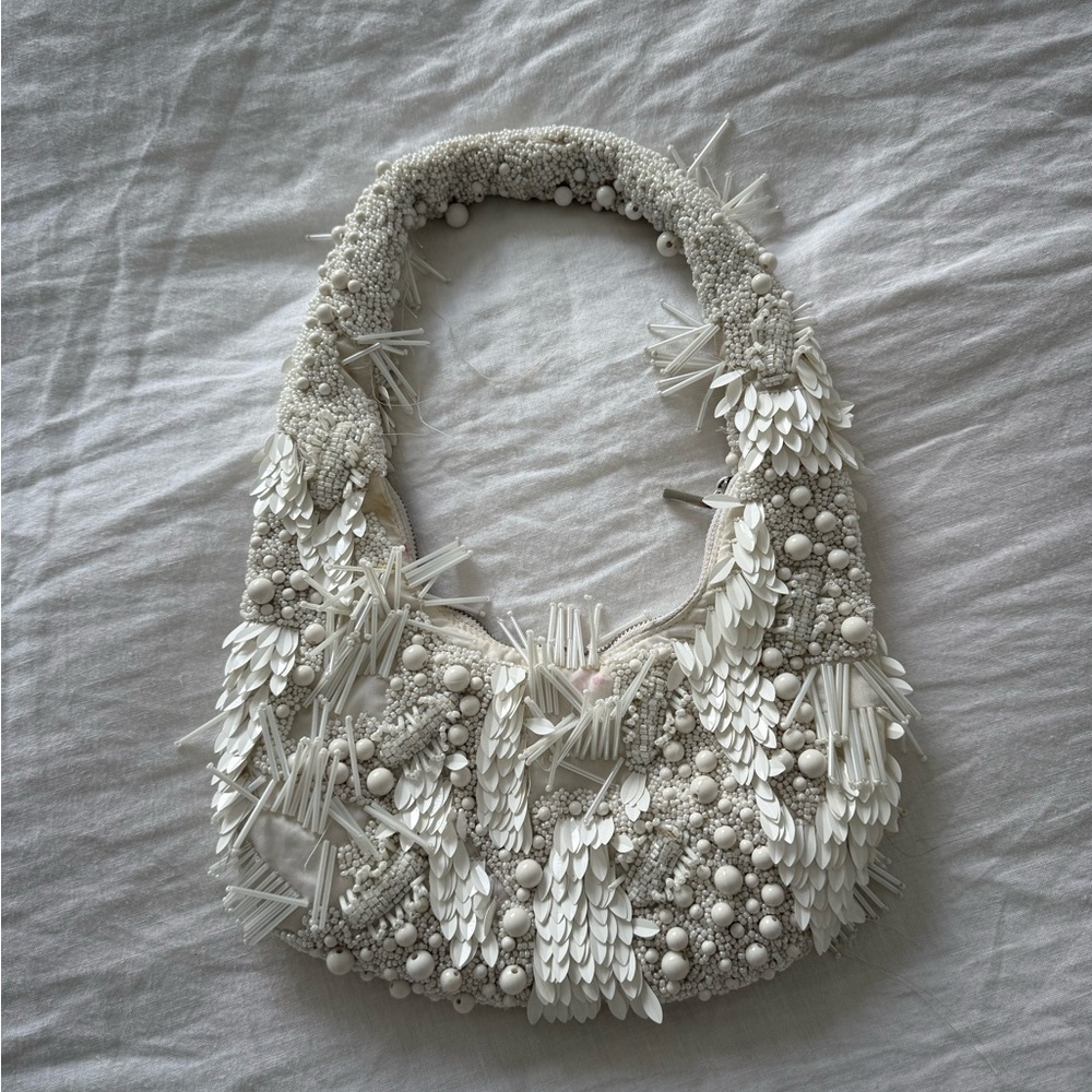 Zara White Ornate Shoulder Bag
